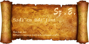 Szűcs Bálint névjegykártya