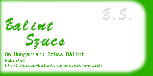 balint szucs business card